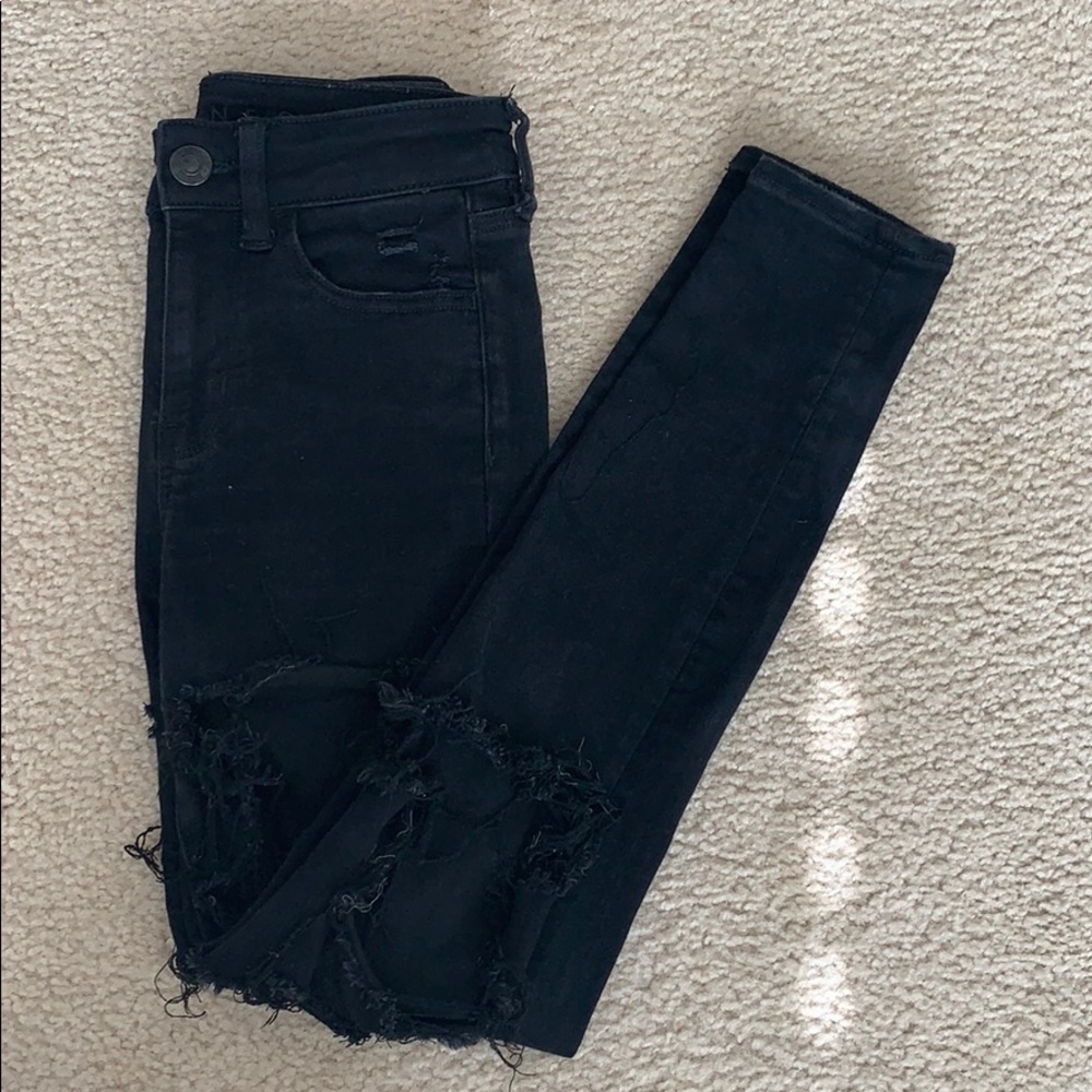 American Eagle ripped black skinny jeans